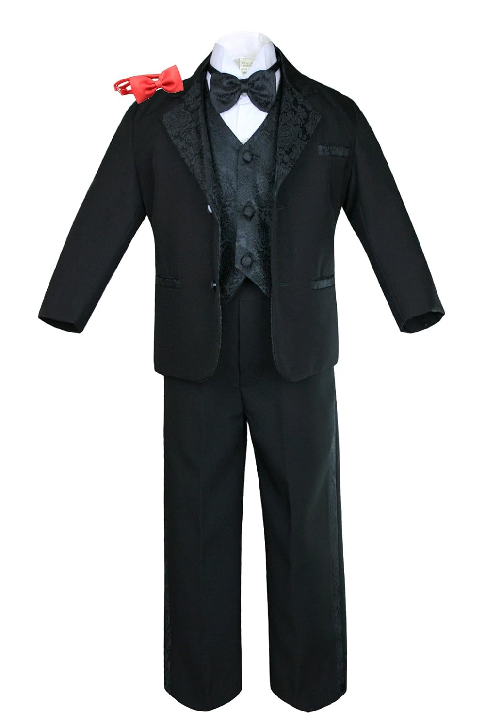Formal Boy Black Suit Paisley Notch Lapel Tuxedo Kid Baby