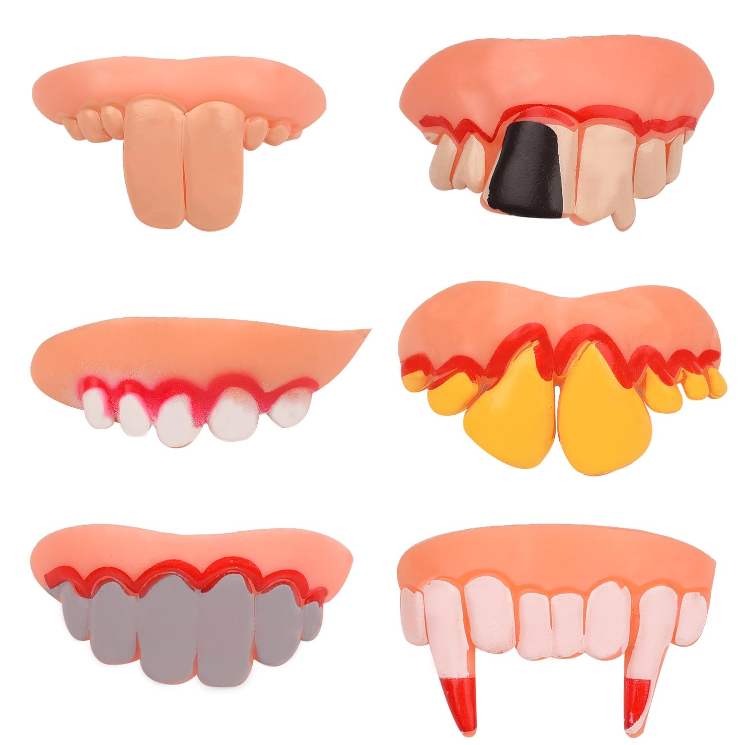 MEISH 6 Pieces Fake Teeth for Dogs Ugly False Teeth Dog Toys Funny Dog Buck Teeth Braces Toy for Masquerade Party Halloween