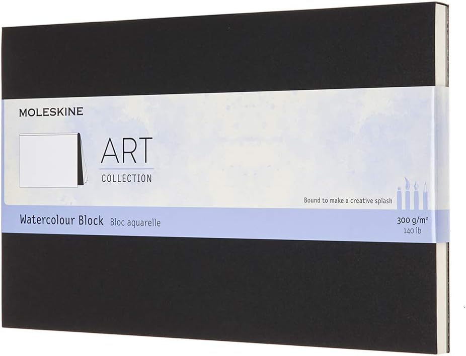 Moleskine Large Size 13 x 21 cm Art Collection Watercolour Block, Album with Paper for Watercolours Cardboard Cover