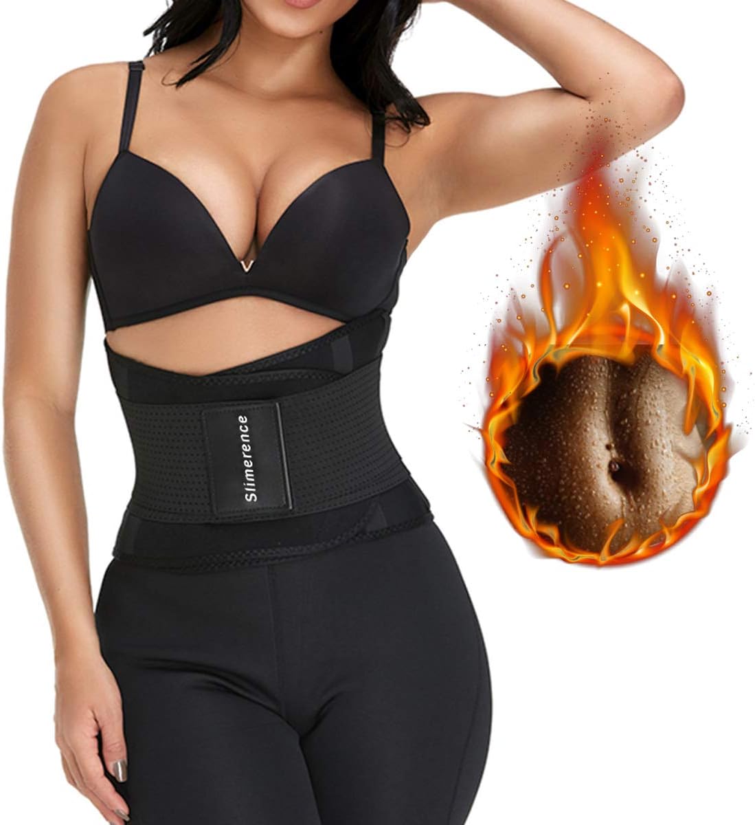 Slimerence Sweat Waist Trimmer Lumbar Support Belt Waist Trainer Belt for Weight Loss Adjustable Sauna Ab Belt Shapewear Slimming Body Shaper Belt Sport Girdle Belt Pain Relief