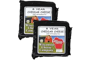 WISCONSIN CHEESE COMPANY 100% WISCONSIN CHEESE Wisconsin Cheese Company -Elite 8 Year Old Aged Cheddar Cheese Block (2-7oz Blocks) Perfect Cheese and Cracker Snack, Great for Cheese Boards, Charcuterie Gifts.