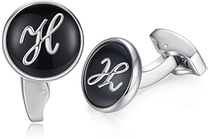 HONEY BEAR Initial Alphabet Letter Cufflinks Round for Mens Wedding Gift