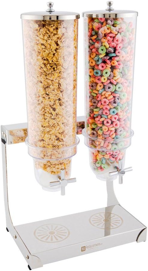 Cereal Dispenser, Dry Food Dispenser - 3 Liter - Two Compartments - Stainless Steel Body - 1ct Box - Met Lux - Restaurantware: Kitchen & Dining