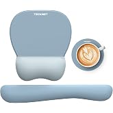 TECKNET Gel Ergonomic Mouse Pad &amp; Keyboard Wrist Rest &amp; Coaster | 3 in 1 Set, Pain Relief, Milk Silk Cloth, Non-Slip PU Base, Easy Typing, Memory Foam Wrist Support for Office &amp; Home
