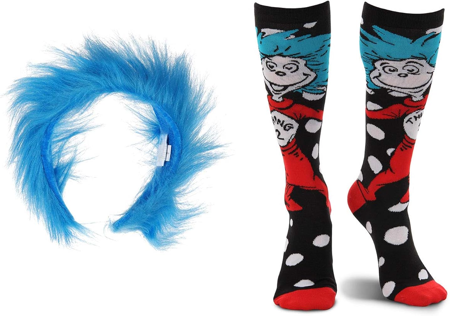 Accessories 2 Striped Socks Dr Seuss Cat Hat Halloween Adult Costume