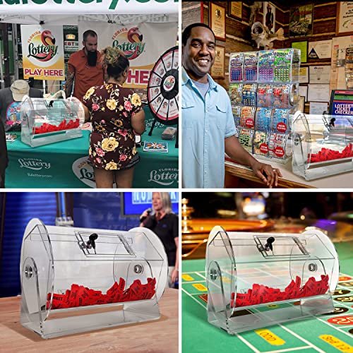 GSE Acrylic Raffle Drum, Professional Raffle Ticket Spinning Cage for