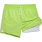 maamgic Men's 2 in 1 Gym Shorts 5 Inch Athletic Tennis Shorts Stretch Workout Running Shorts with Liner