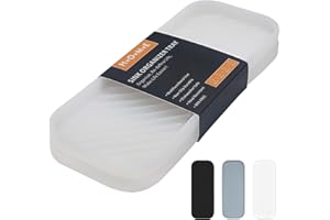 HvOvMvE Silicone Organizer Tray, Soap and Sponge Holder for Kitchen Sink, Bathroom - Storage Tray for Dish Brush, Soap Dispenser, Dishwashing Accessories- 2 Pack (Clear)