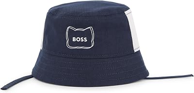 , Bonnet en Coton Biologique, Logo Imprimé, Garçon, Bleu Cargo, 44