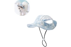 1pcs Wezxrauo Adjustable Dog Sun Hat with Ear Holes - Breathable Baseball Cap for Small Dogs & Puppies, UV Protection Outdoor
