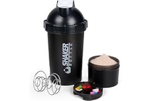 XTKS Shaker Bottle 18OZ Protein Shaker Bottles with Powder Storage & Pill Case 500ML GYM Shaker Cup for Protein Mixes with Mixing Ball Leak Proof Mixer Bottle for Pre Workout,BPA Free(white)