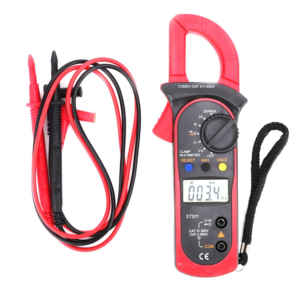 Digital Clamp Multimeter, 400A AC Current 600V AC&DC Voltage LCD Clamp Meter 4000 Counts True-RMS Diode Tester, for Capacitance, Continuity, Resistance, Frequency(Red)