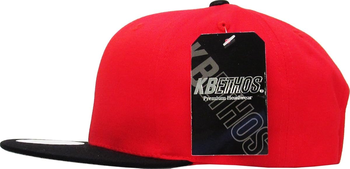 KNW-1467 BLK Cotton Snapback Solid Blank Cap Baseball Hat Flat Brim: Clothing