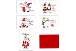 Paper Frenzy Christmas Holiday Gnomes Thank You Note Cards and Envelopes - 25 pack