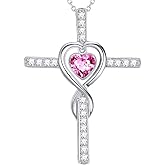 Dorella Love Infinity Necklace for Her Valentines Day Birthday Gifts Wife Mom February March Birthstones Amethyst Aquamarine Emerald Jewelry 925 Sterling Silver