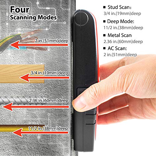 MAOZUA Stud Finder Sensor Wall Scanner 4 in 1 Multi Function Electronic Stud Sensor Finders Wall Detector Center Finding with LCD Display Sound Warning for Wood/Live AC Wire/Metal/Studs Detection - Thumbnail 4
