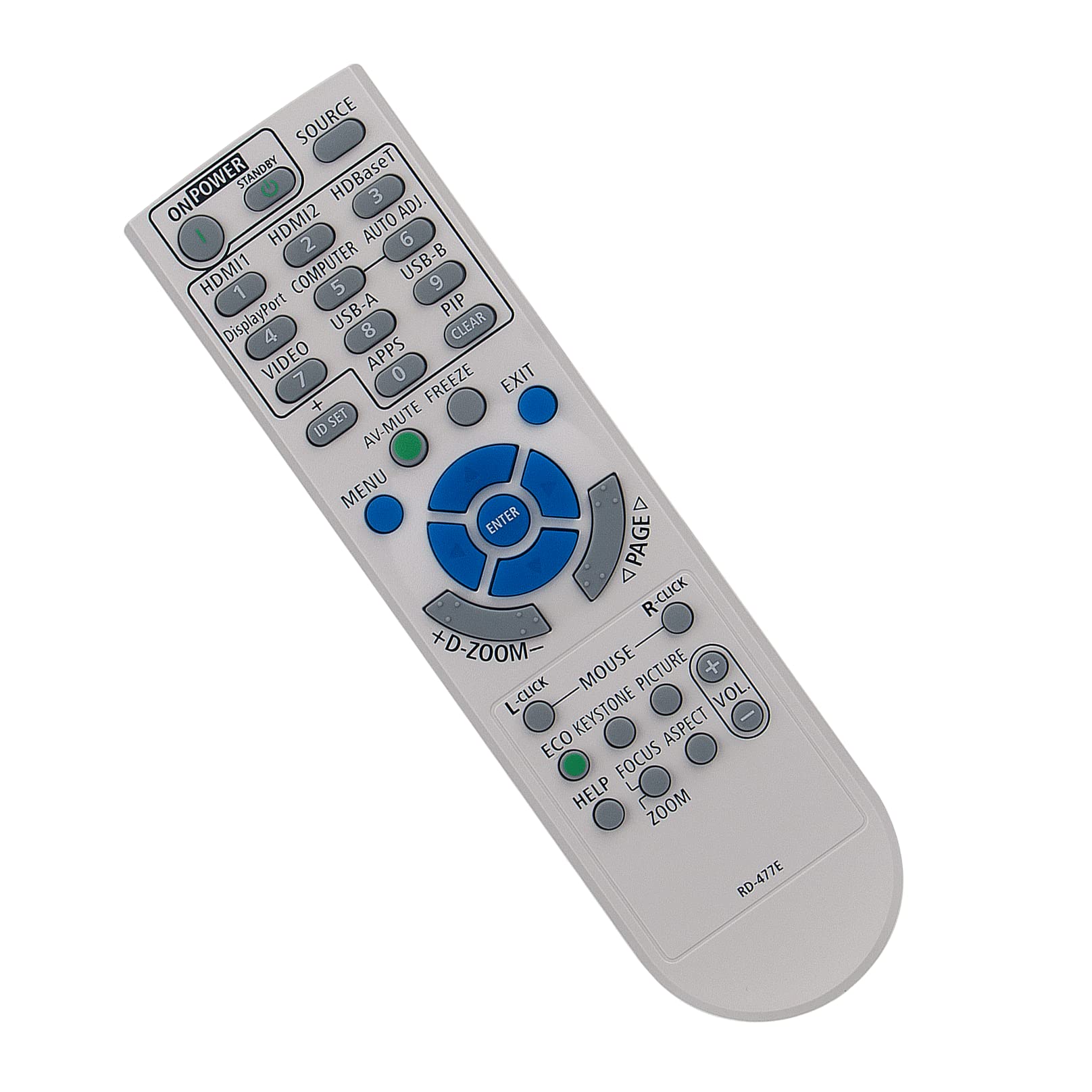 RD-477E Replacement Remote Control -VINABTY-Fit for NEC Projector RD477E remote control NP-PE506UL NP-MC322W ME423W NP-MC342X NP-MC372X NP-PE505XL MC332W MC332WG