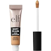 e.l.f. Soft Glam Satin Concealer, Medium Coverage, 24 Light Warm | Hydrating Hyaluronic Acid &amp; 1% Hibiscus Complex, Crease-Resistant, Lightweight Formula, Vegan &amp; Cruelty-Free