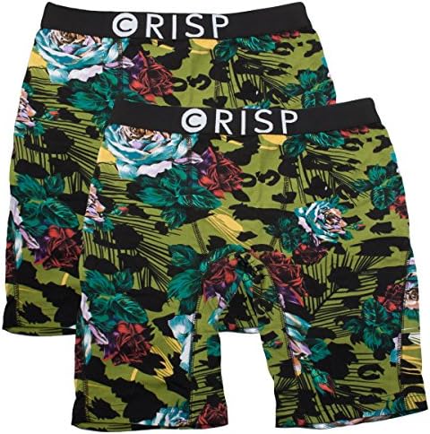 Men’s Authentic Athletic Crisp Small Printed Boxer Briefs Cotton Breathable, 2 Pack