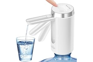 JOYHILL 5 Gallon Water Bottle Pump - Foldable Spout, Smart LED Display, Quiet Operation, Long-Lasting 1200mAh Battery, Food-Grade Material, Portable for Home, Office & Outdoor Use(White)