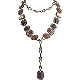MINACHI Bohemian Created Turquoise Beaded Y-Necklace, Turquoise-toned Multi-shaped Pendant, Dainty Elegant Jewelry for Women