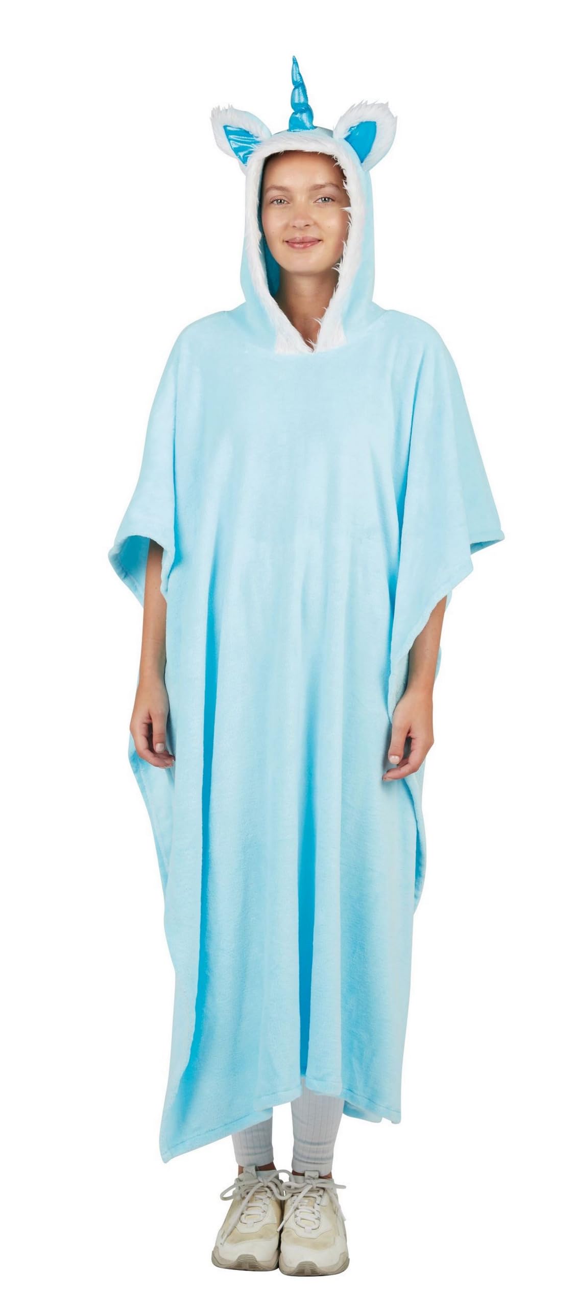P'tit Clown, Unicorn Poncho-Adult, Pastel Blue, One Size