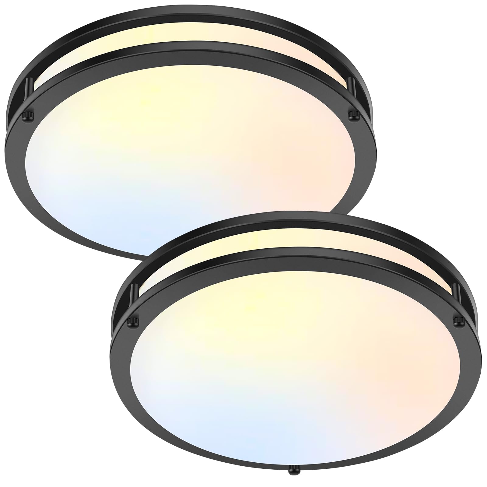 Photo 1 of 13 Inch LED Ceiling Light Fixture Black, 36W 4400Lm Flush Mount Ceiling Lamps, Dimmable 5CCT 2700K/3000K/4000K/5000K/6500K, Super Bright Modern Bedroom Ceiling Lights for Kitchen Hallway, 2 Packs