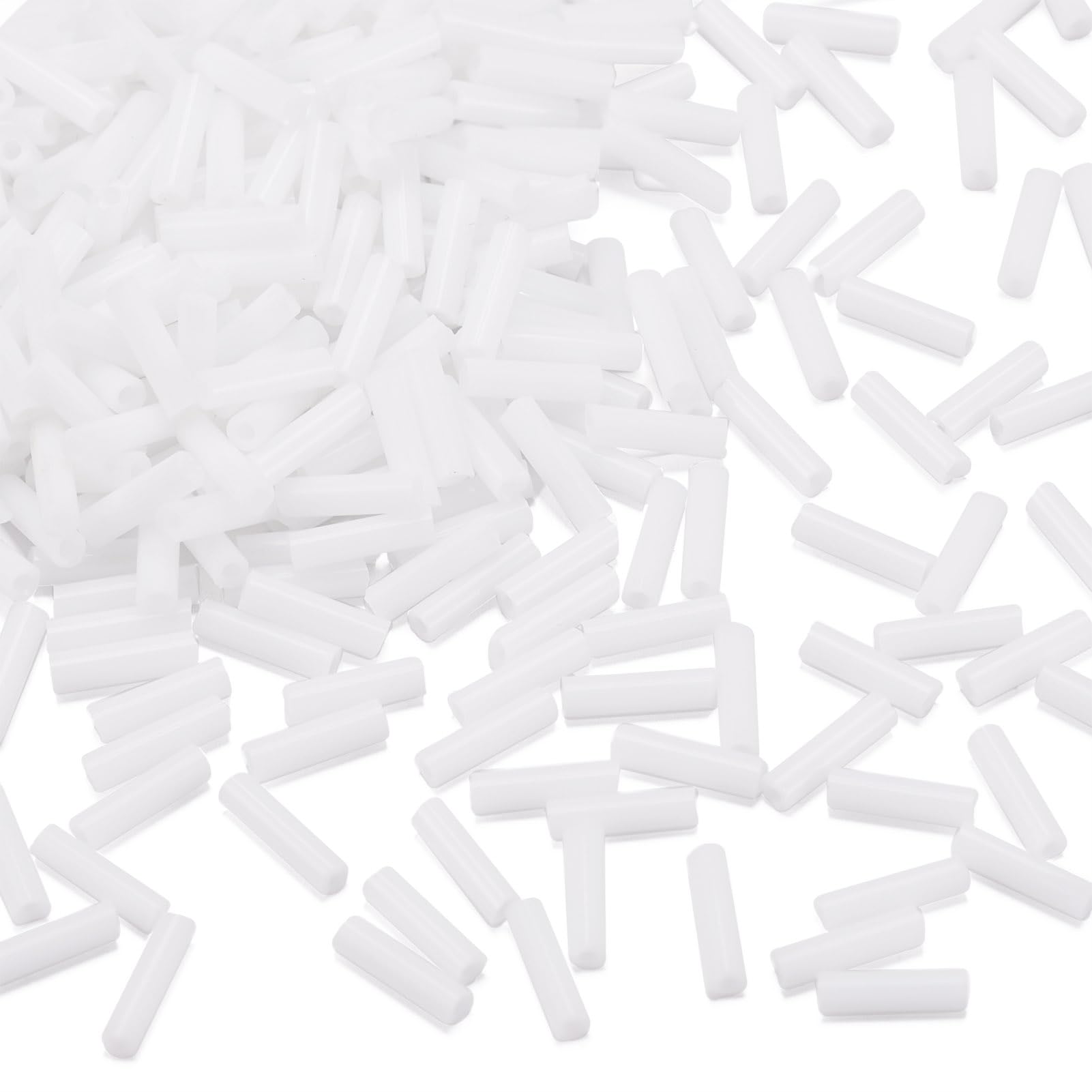 Pandahall 1250pcs/50g Opaque Glass Bugle Beads 6x1.8mm Tube Loose Glass Seed Spacer Bead for Jewelry Making (White)