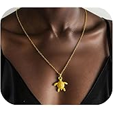 Rossorha Gold Necklace for Women, Dainty Sea Turtle Necklace, 14K Ocean-themed Jewelry, Gold-Plated Charm Pendant, Summer Vibe Coastal Gift for Women