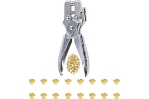 THSGIVINGSTORE 100PCS Eyelets/Grommets Tool Kits with 3/16 Inch Eyelet Hole Punch Pliers,Metal Grommet Kit with Plastic Storage Case Perfect,Grommet Eyelet Plier Set for Leather Cloth Shoe Eyelet Repair DIY Crafts