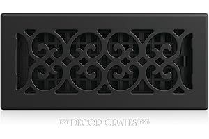 Decor Grates ST410 Scroll Design Floor Register, 4x10 Inches, Textured Black