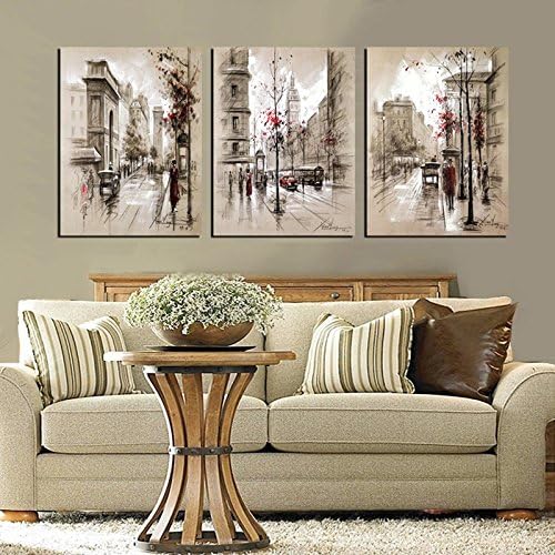 Hot New Home Decor Canvas Painting Abstract City Street Landscape Decorative Paintings Wall Pictures 3 pcs Wall Art No Frame