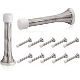 HOMOTEK 12 Pack Spring Door Stopper with Rubber Bumper 3-1/8" Flexible Heavy Duty Wall Door Stop Low Mounted Bumper for Home (Satin Nickel)