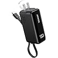 Anker Power Bank USB C Charger Block, 3-in-1 5,000mAh Portable Charger with Built-in USB-C Cable and Foldable AC Plug, 30W Max Compact Battery Pack, for iPhone 15 Series, Galaxy, MacBook, and More