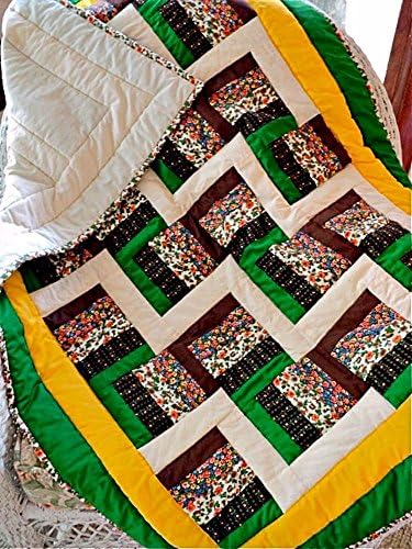 Quilted Rail Fence Lap Quilt - Baby Quilt - Sofa Throw - Lap Blanket - 34" wide x 47" long