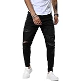 Woenzaia Mens Jeans Slim Fit Skinny Denim Stretch Tapered Jean Pants