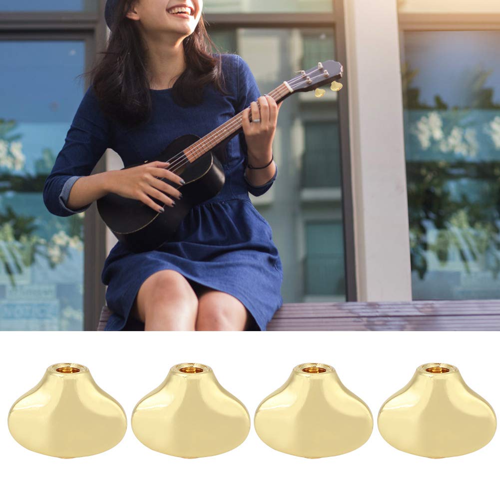 Dilwe Tuning Peg Cap, Metal Tuning Peg Cap Ukulele Knob Handle Small Fish Tail Shape Guitar Shaft Buckle(Gold