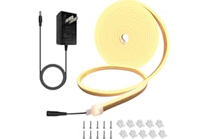 segrass 16.4ft LED neon Lights IP65 Waterproof Flexible Neon LED Strip Lights 12v LED neon Rope Lights for Bedroom Room Outdoors Decor (Warm White)