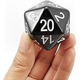 Bescon Jumbo D20 38MM, Big Size 20 Sides Dice Solid Black, Big 20 Faces Cube 1.5 inch