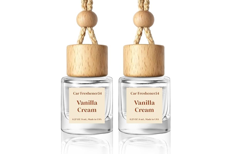 HoogaLife Car Air Freshener Diffuser 2 Pack Hanging Air Freshener Diffuser - Vanilla Cream Fragrance Oil Air D iffuser for Ca