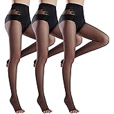Yilanmy Toeless Pantyhose Sheer Tights for Women 20D Open Toe Pantyhose High Waist Nylons 3 Pairs