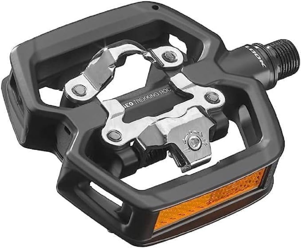 LOOK Cycle - GEO Trekking Roc Bike Pedals - Ultra-Robust Aluminum Hybrid Pedals - 1 Clipless Face, 1 Flat Face - Ideal for Off-Road Use - EASY Pedals + Cleats