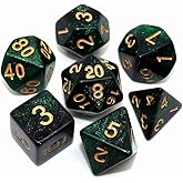 Polyhedral DND Dice Set Glitter Dice for Dungeon and Dragons D&D RPG Role Playing Games Green Mix Black Nebula Dice