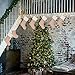 Sunshane Burlap Christmas Stockings Xmas Fireplace Hanging Stockings Decoration Stockings for Christmas Decoration DIY Craft (Flaxen, 7)
