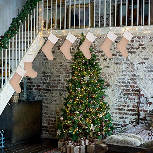 Sunshane 7 Pieces Burlap Christmas Stockings Xmas Fireplace