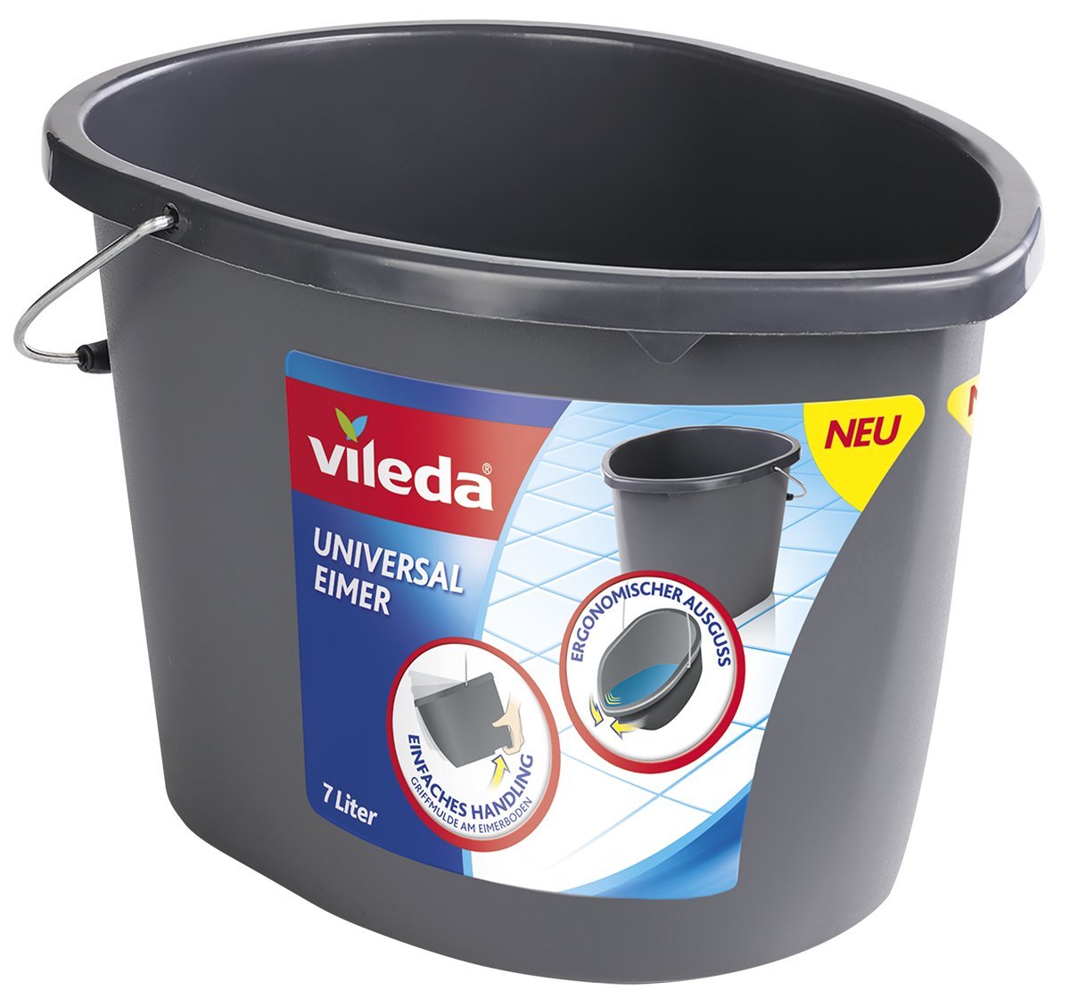 Vileda Universal Bucket, Grey, 7 Liter
