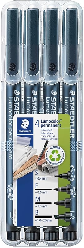 Lumocolor 31 Rotuladores permanentes – negro, pack 4, S/F/M/B