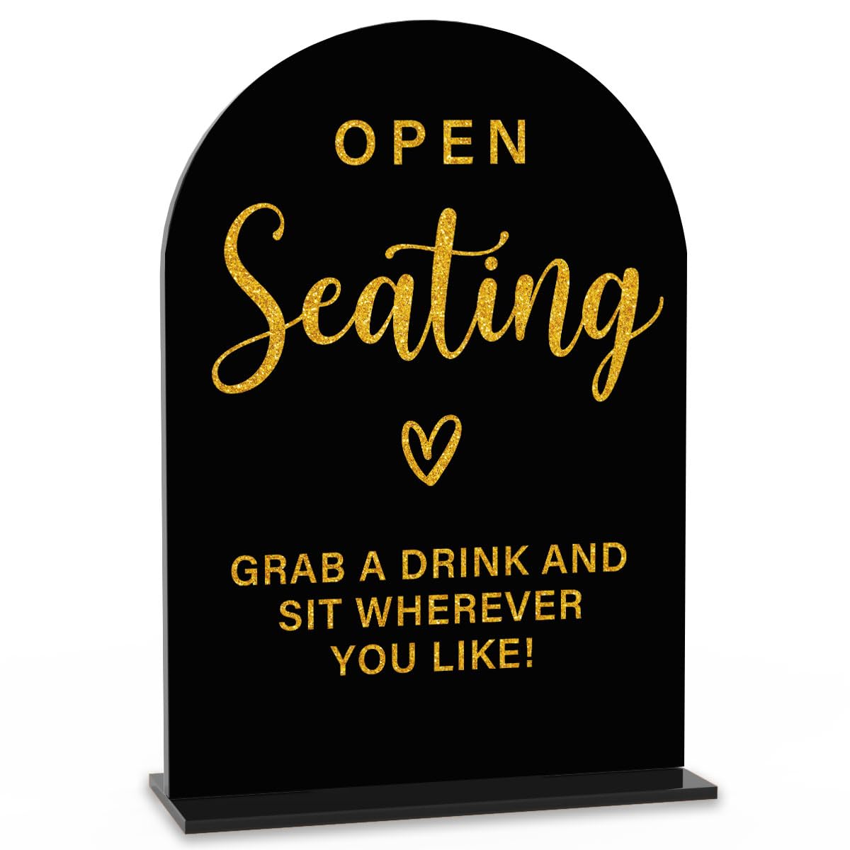 Photo 1 of Acrylic Wedding Sign, Bridal Shower Decorations, Open Seating Sign for Ceremony, Modern Font Table Signs, Acrylic Table Top Signs for Wedding Reception and Event Party (Black Gold)