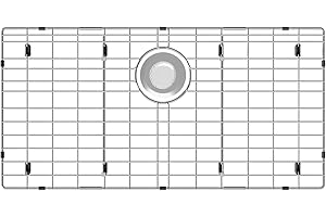 jkxoo 27-9/16" x 14-9/16" Sink Grid, Stainless Steel Sink Protectors for Kitchen Sink, Sink Bottom Grid, Rear Drain with Corner Radius 3/16", Sink Grids for Kitchen Sink, Sink Grid for Bottom of Sink