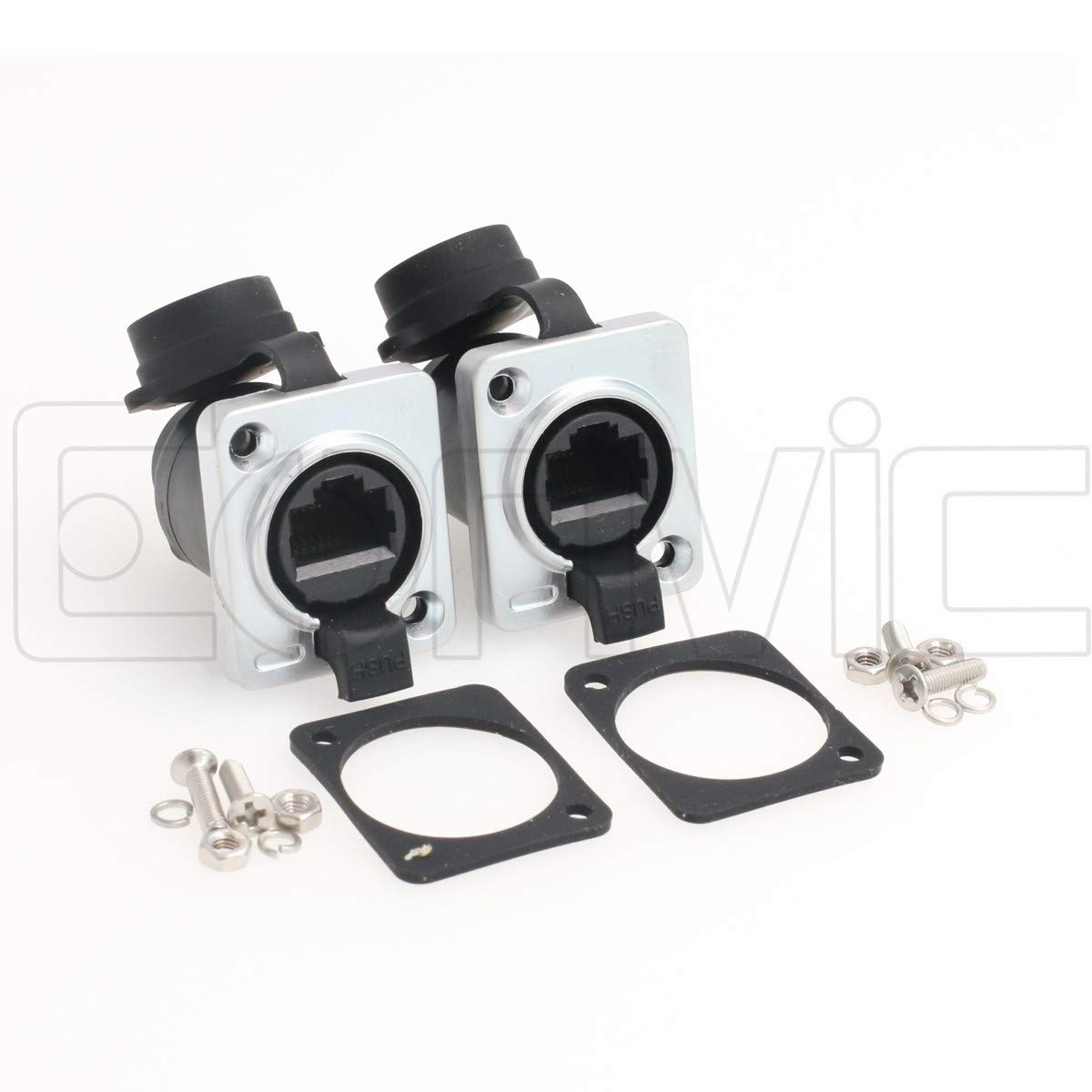 Eonvic 2Pack RJ45 Socket Connector IP65 Ethernet Panel Mount Waterproof Coupler Socket Connector (Black)